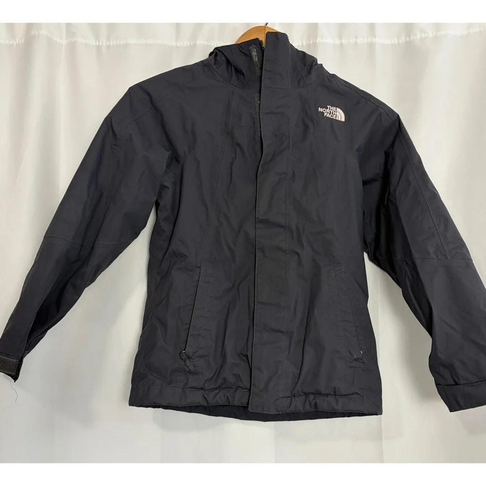 The North Face Girls DryVent Rain Jacket Gray Pink Size M 10/12 Waterproof